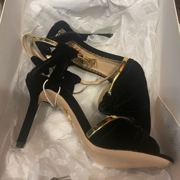 Brand new velvet Charlotte Olympia heeled sandals - Picture 3 of 14